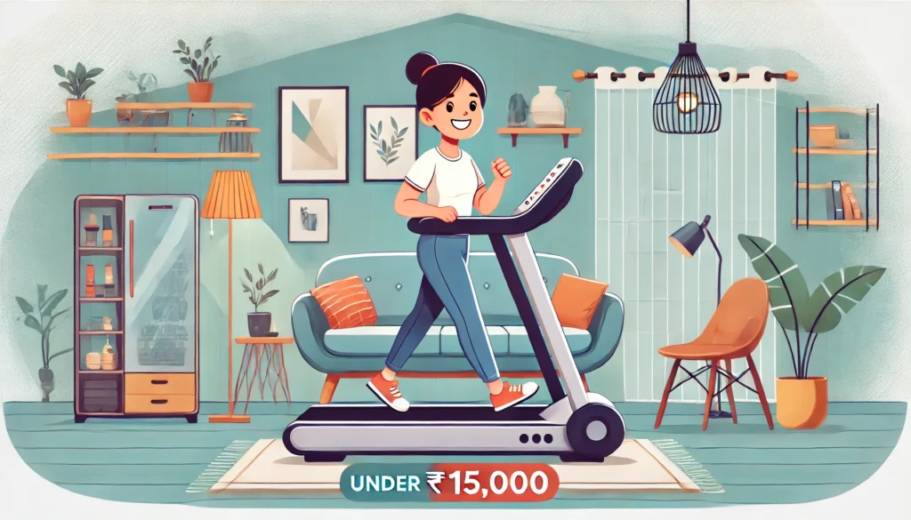 A person jogging on a treadmill at home